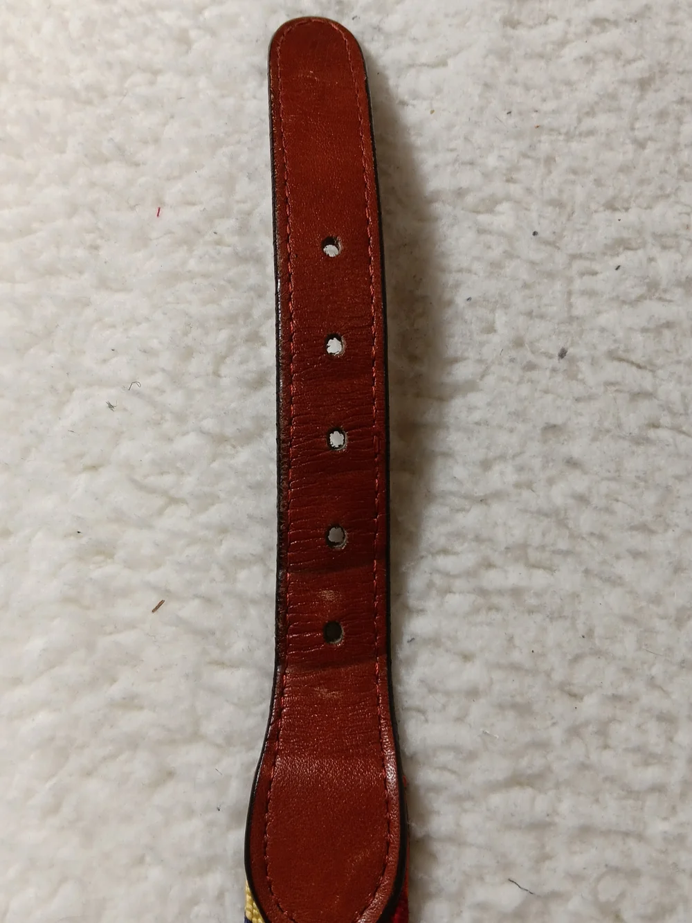 Smathers & Branson Belt Mens 36 Parsons Stripe Needlepoint Canvas Leather